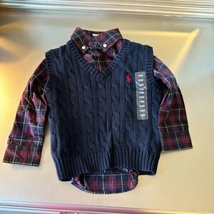 18M Polo Vest + Button Down NWT